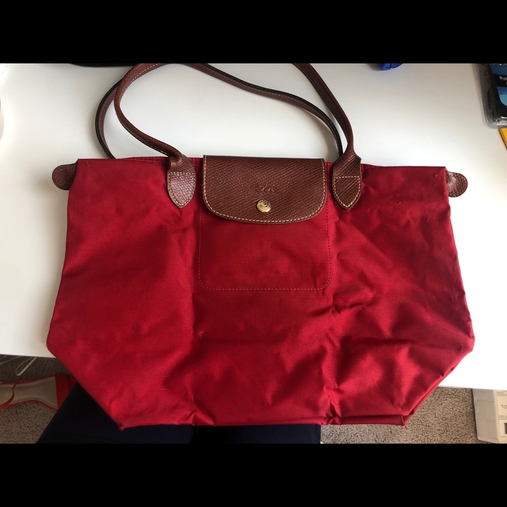 Medium Red Le Pliage Longchamp Tote